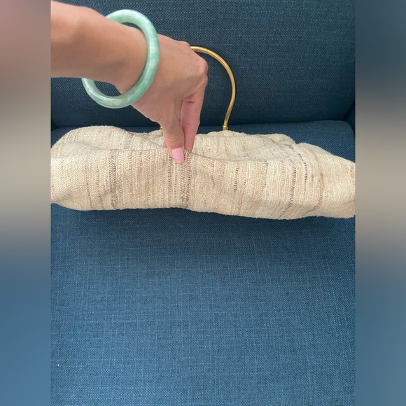 Vintage Tweed Gold Framed Top Handle Tan/Creams Handbag - Picture 6 of 14